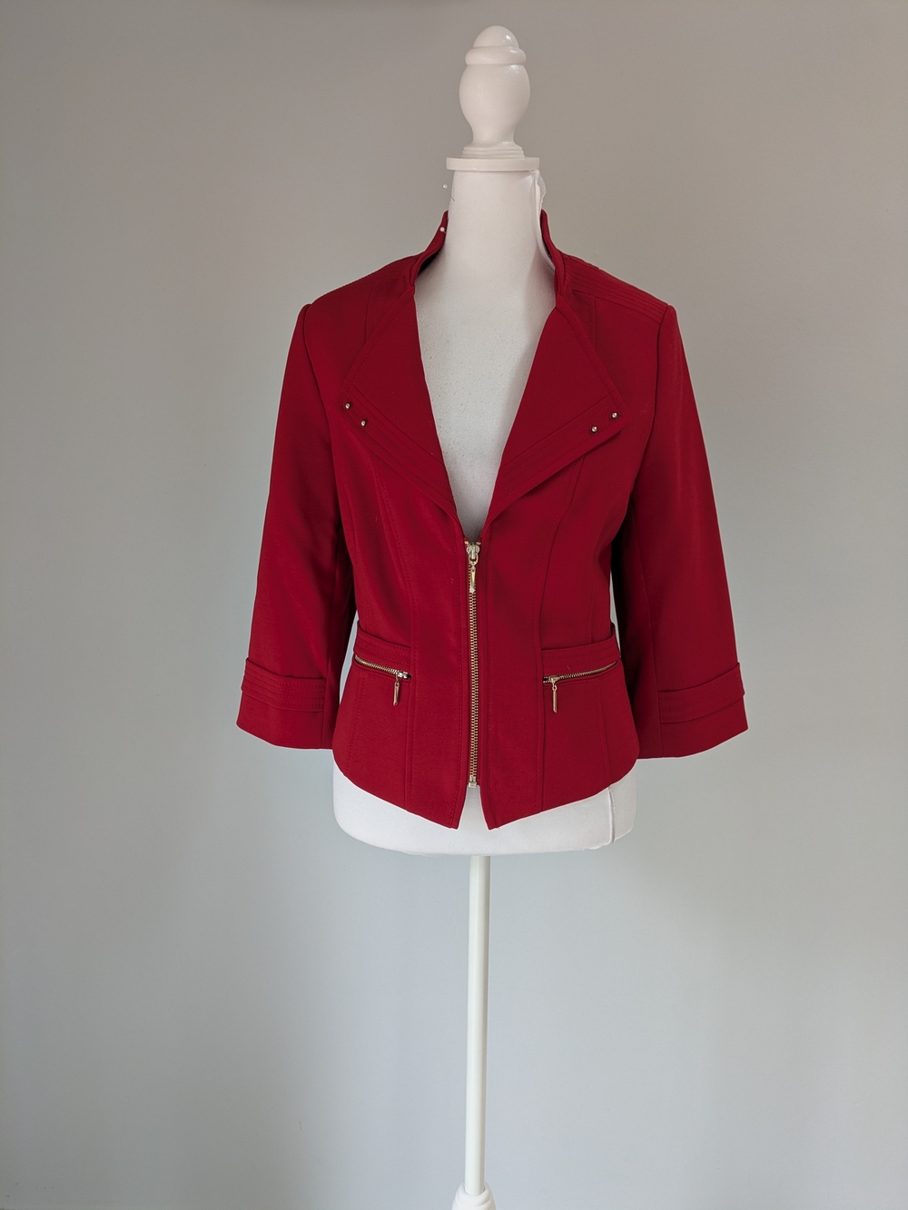 White House Black Market Red Zip-Front Tailored Jacket
